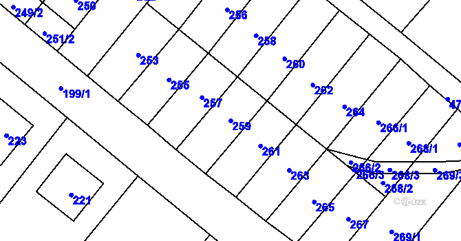 Parcela st. 259 v KÚ Konice, Katastrální mapa