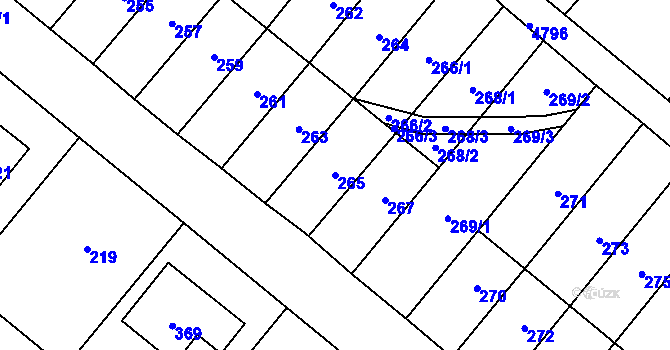 Parcela st. 265 v KÚ Konice, Katastrální mapa