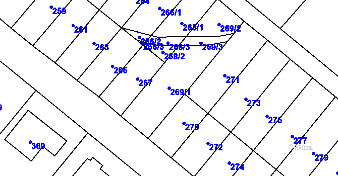 Parcela st. 269/1 v KÚ Konice, Katastrální mapa