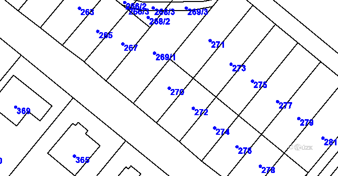 Parcela st. 270 v KÚ Konice, Katastrální mapa