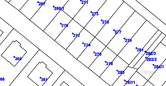 Parcela st. 274 v KÚ Konice, Katastrální mapa