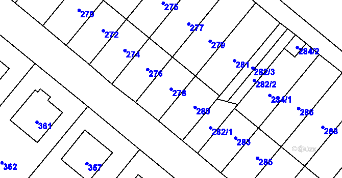 Parcela st. 278 v KÚ Konice, Katastrální mapa