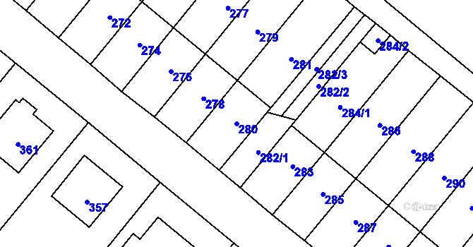 Parcela st. 280 v KÚ Konice, Katastrální mapa