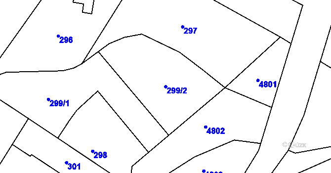 Parcela st. 299/2 v KÚ Konice, Katastrální mapa