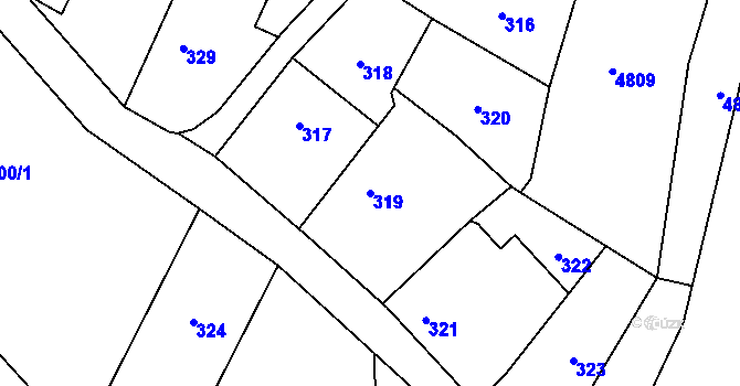 Parcela st. 319 v KÚ Konice, Katastrální mapa