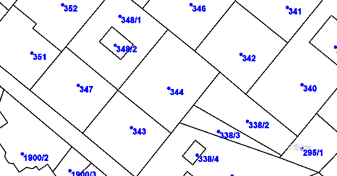 Parcela st. 344 v KÚ Konice, Katastrální mapa
