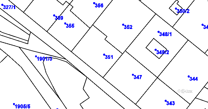 Parcela st. 351 v KÚ Konice, Katastrální mapa