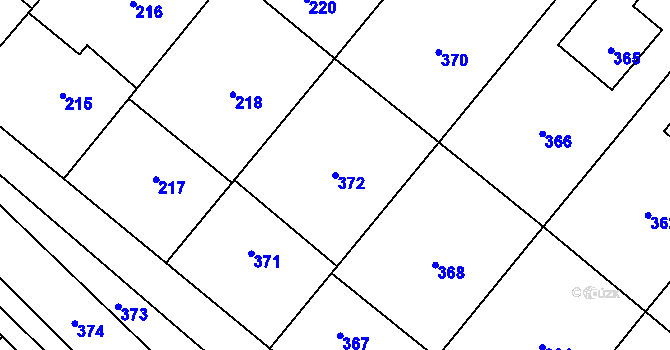 Parcela st. 372 v KÚ Konice, Katastrální mapa