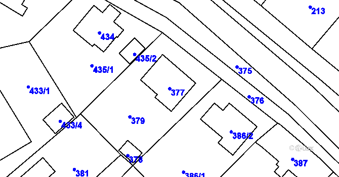 Parcela st. 377 v KÚ Konice, Katastrální mapa