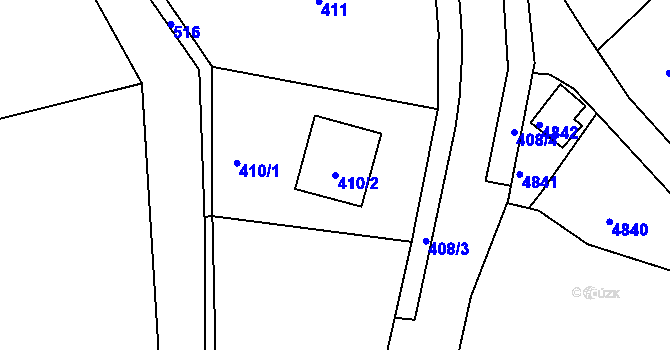 Parcela st. 410/2 v KÚ Konice, Katastrální mapa