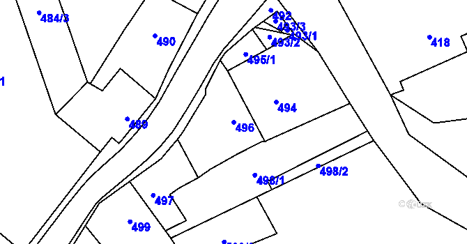 Parcela st. 496 v KÚ Konice, Katastrální mapa