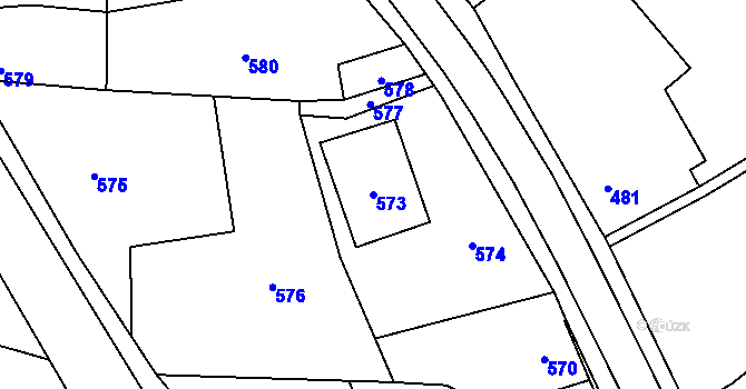 Parcela st. 573 v KÚ Konice, Katastrální mapa