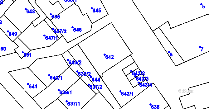 Parcela st. 642 v KÚ Konice, Katastrální mapa