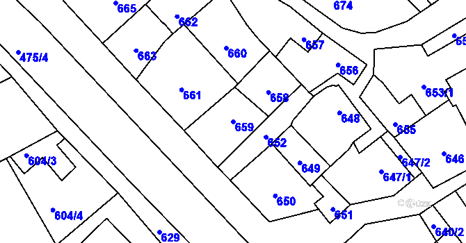 Parcela st. 659 v KÚ Konice, Katastrální mapa