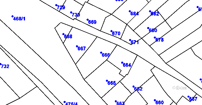 Parcela st. 666 v KÚ Konice, Katastrální mapa