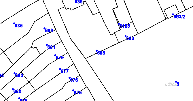 Parcela st. 688 v KÚ Konice, Katastrální mapa