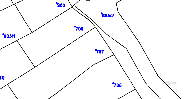 Parcela st. 707 v KÚ Konice, Katastrální mapa