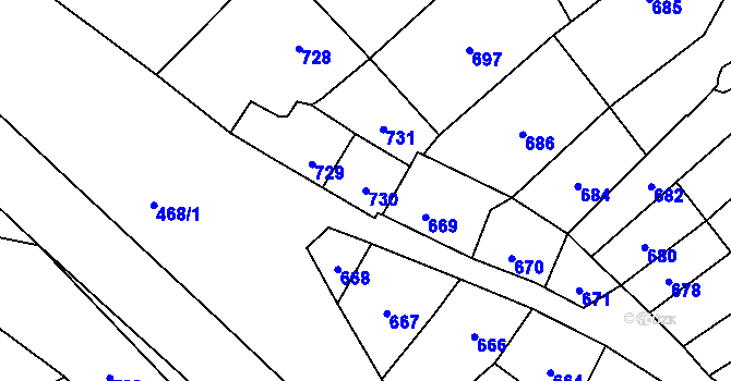 Parcela st. 730 v KÚ Konice, Katastrální mapa