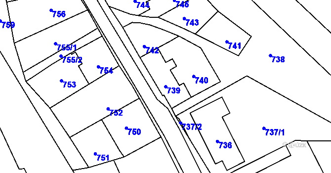 Parcela st. 739 v KÚ Konice, Katastrální mapa