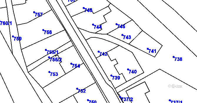 Parcela st. 742 v KÚ Konice, Katastrální mapa