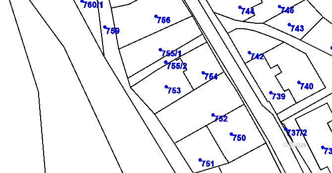 Parcela st. 753 v KÚ Konice, Katastrální mapa
