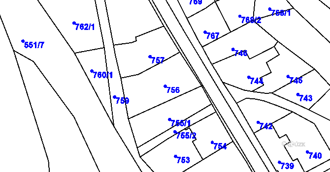 Parcela st. 756 v KÚ Konice, Katastrální mapa