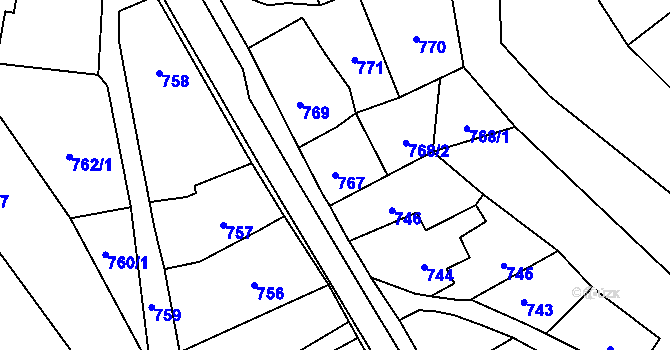 Parcela st. 767 v KÚ Konice, Katastrální mapa