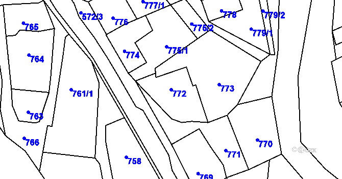 Parcela st. 772 v KÚ Konice, Katastrální mapa