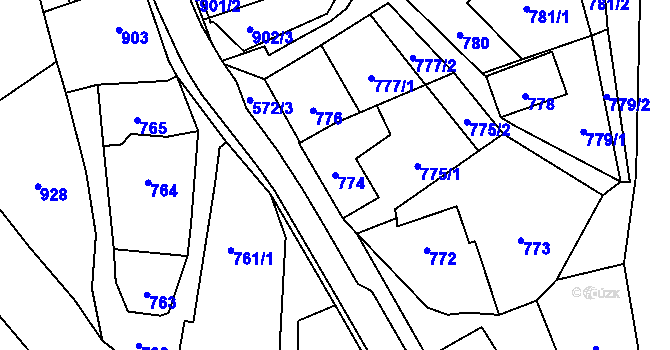 Parcela st. 774 v KÚ Konice, Katastrální mapa