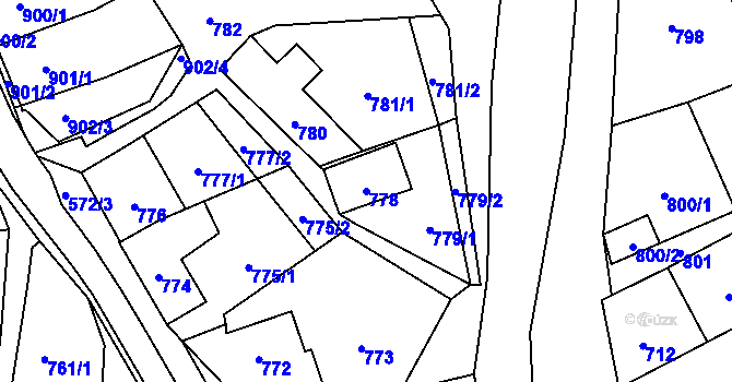 Parcela st. 778 v KÚ Konice, Katastrální mapa