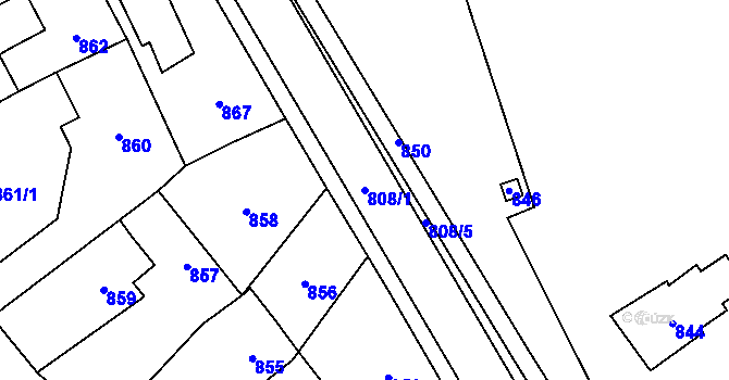 Parcela st. 808/1 v KÚ Konice, Katastrální mapa