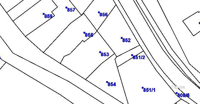 Parcela st. 853 v KÚ Konice, Katastrální mapa