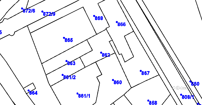 Parcela st. 862 v KÚ Konice, Katastrální mapa