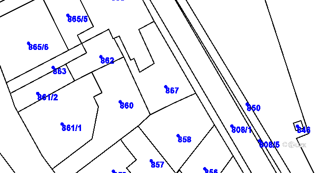 Parcela st. 867 v KÚ Konice, Katastrální mapa
