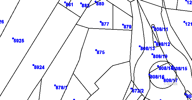 Parcela st. 875 v KÚ Konice, Katastrální mapa