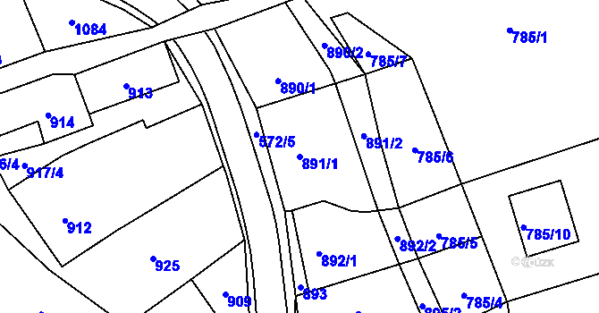 Parcela st. 891/1 v KÚ Konice, Katastrální mapa