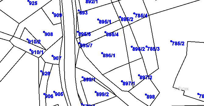Parcela st. 896/1 v KÚ Konice, Katastrální mapa