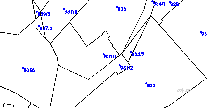Parcela st. 931/1 v KÚ Konice, Katastrální mapa