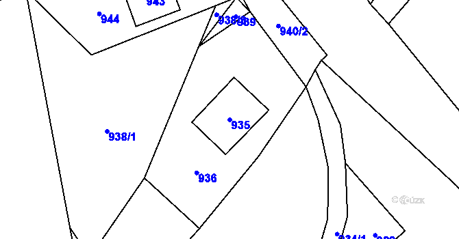 Parcela st. 935 v KÚ Konice, Katastrální mapa