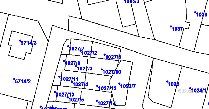 Parcela st. 1027/8 v KÚ Konice, Katastrální mapa