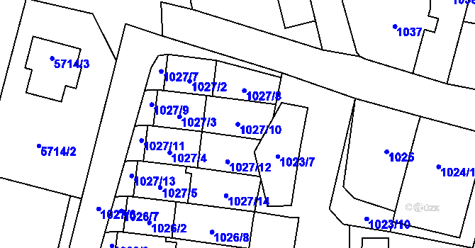 Parcela st. 1027/10 v KÚ Konice, Katastrální mapa