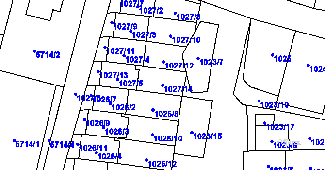 Parcela st. 1027/14 v KÚ Konice, Katastrální mapa