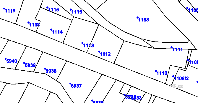 Parcela st. 1112 v KÚ Konice, Katastrální mapa
