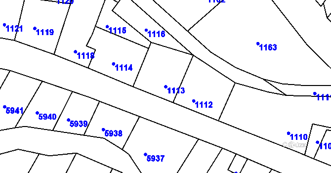Parcela st. 1113 v KÚ Konice, Katastrální mapa