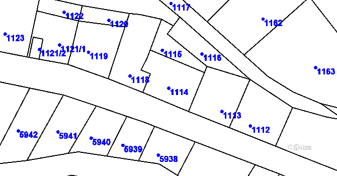 Parcela st. 1114 v KÚ Konice, Katastrální mapa