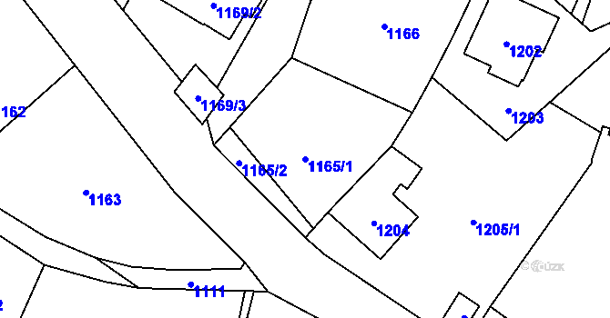 Parcela st. 1165/1 v KÚ Konice, Katastrální mapa