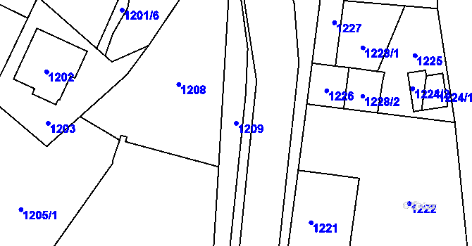 Parcela st. 1209 v KÚ Konice, Katastrální mapa