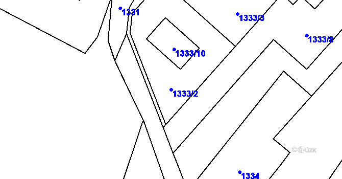 Parcela st. 1333/2 v KÚ Konice, Katastrální mapa