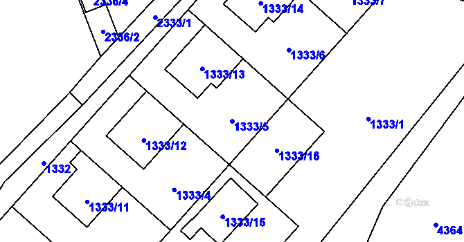 Parcela st. 1333/5 v KÚ Konice, Katastrální mapa