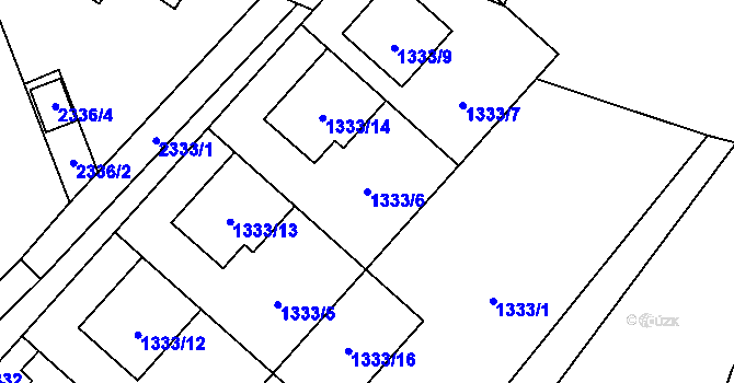 Parcela st. 1333/6 v KÚ Konice, Katastrální mapa